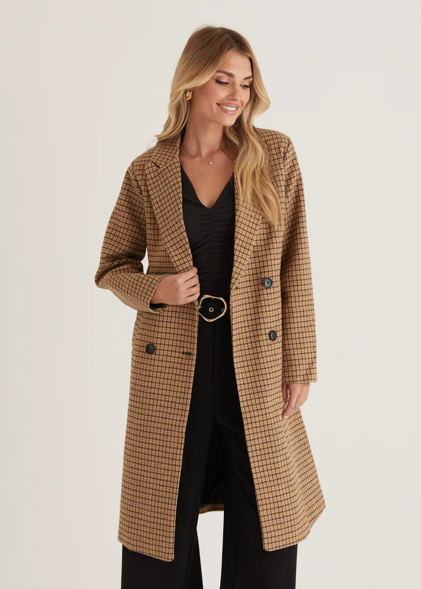 Tommie Coat - Tan Check