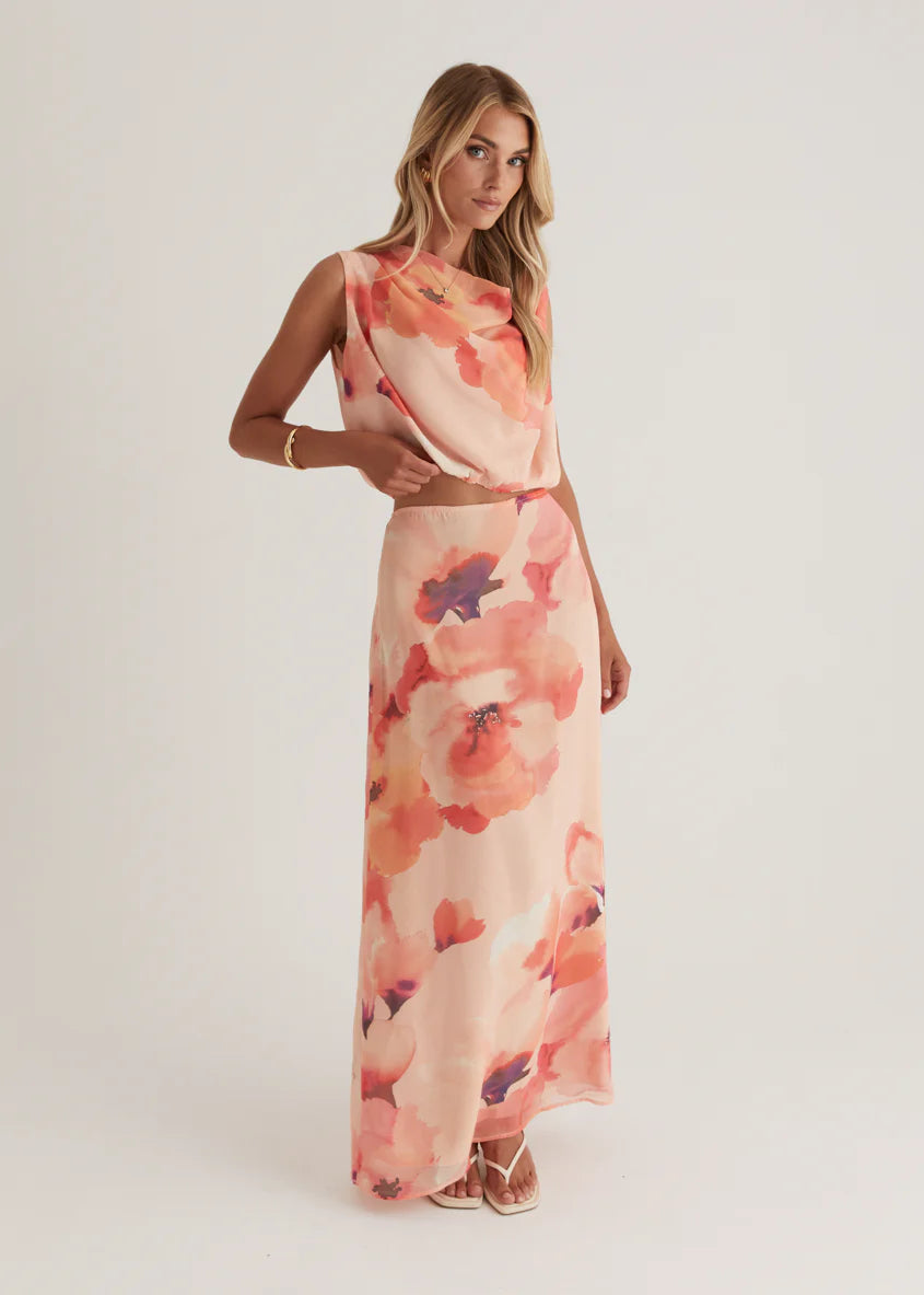 Lilyfield Crop - Peach Floral