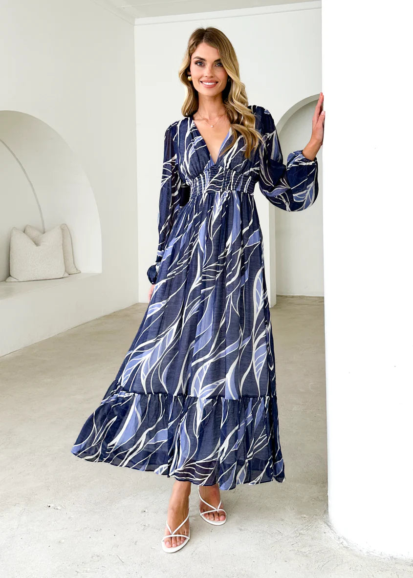 Skyline Maxi Dress - Navy Swirl