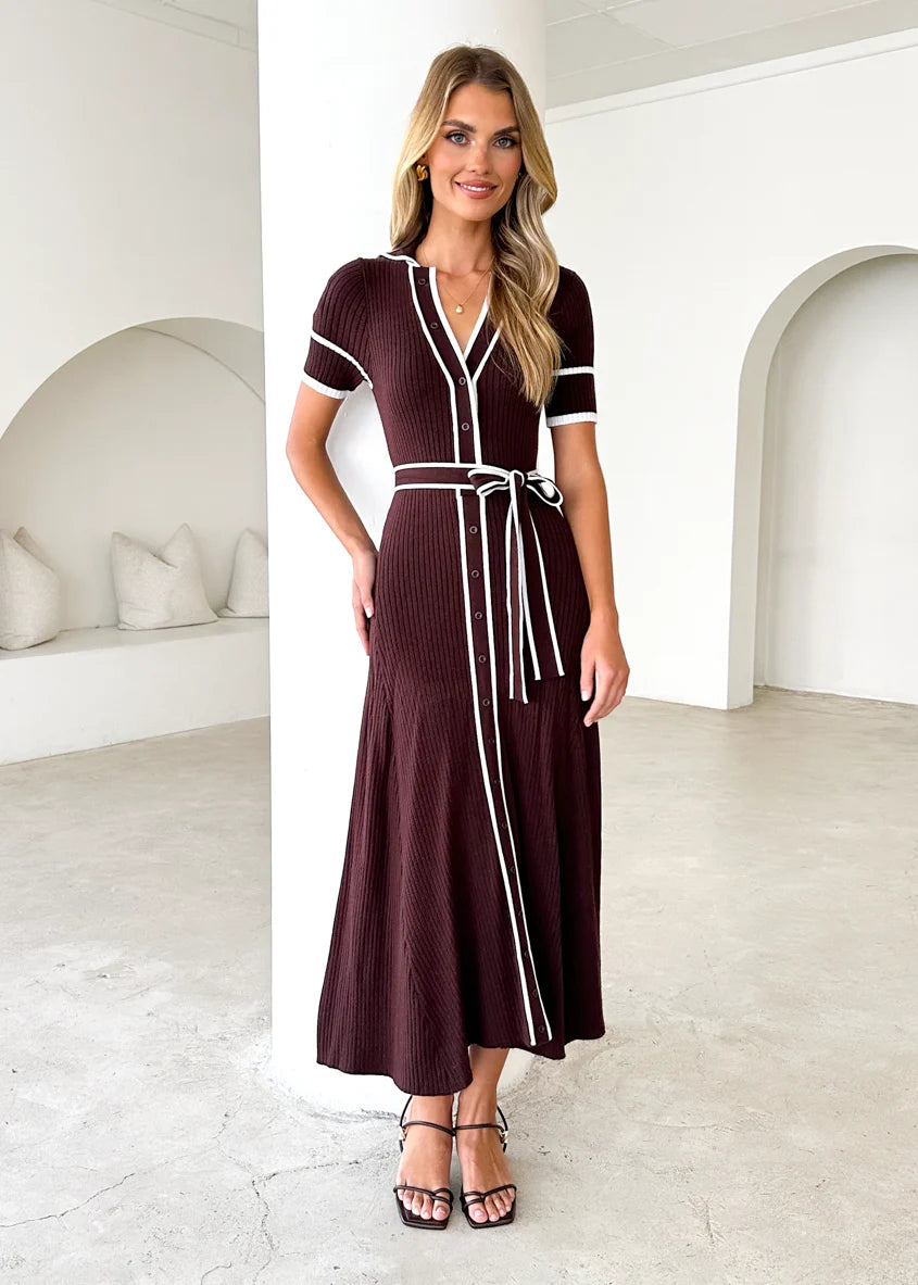 Jules Knit Midi Dress - Espresso