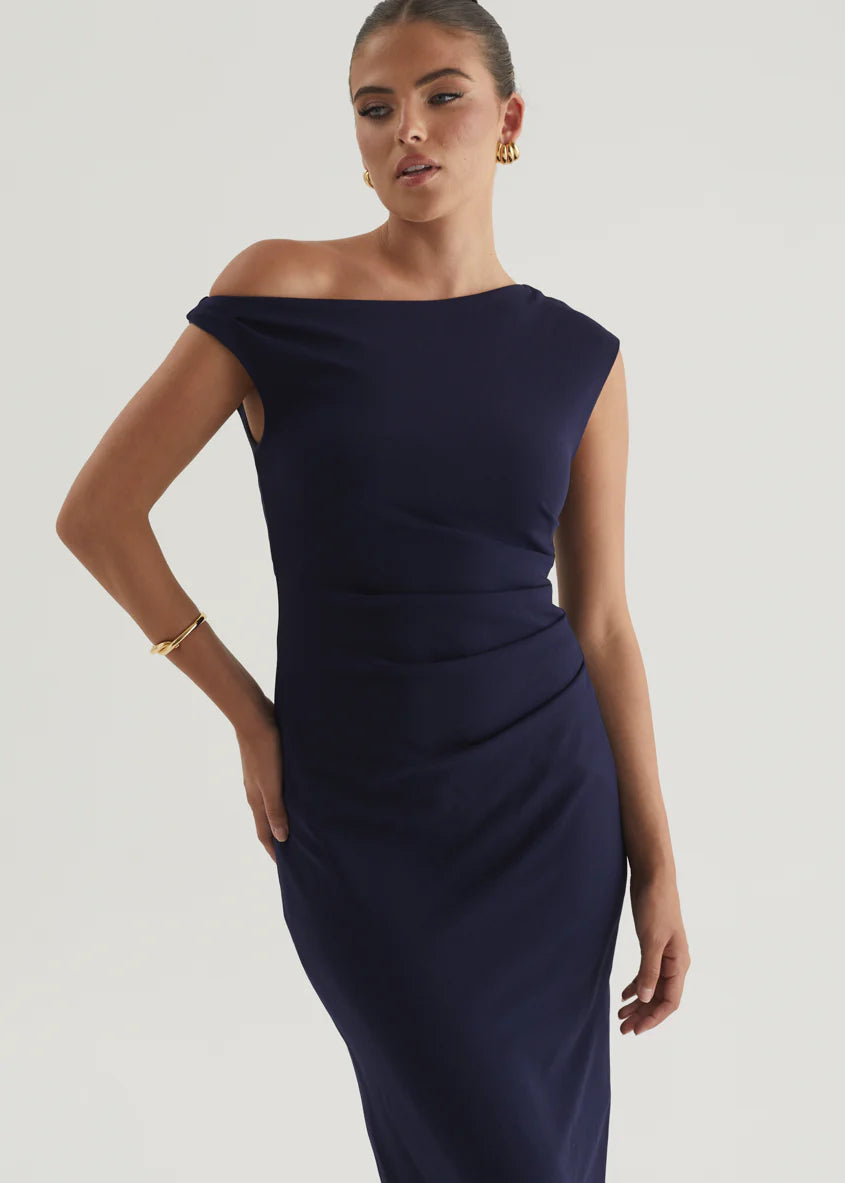 Elsea One Shoulder Maxi Dress - Navy