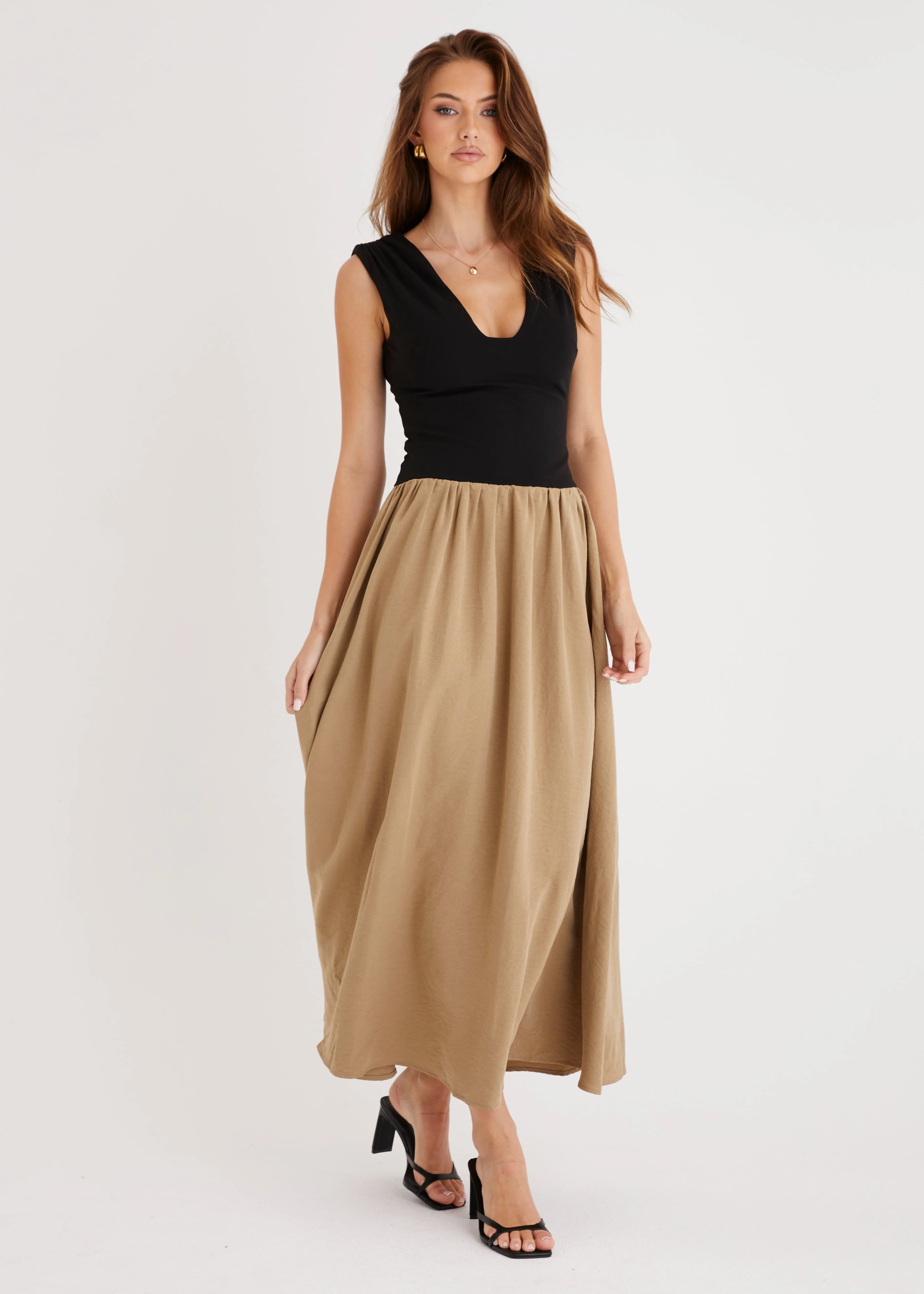 Bungalow Maxi Dress - Khaki Splice