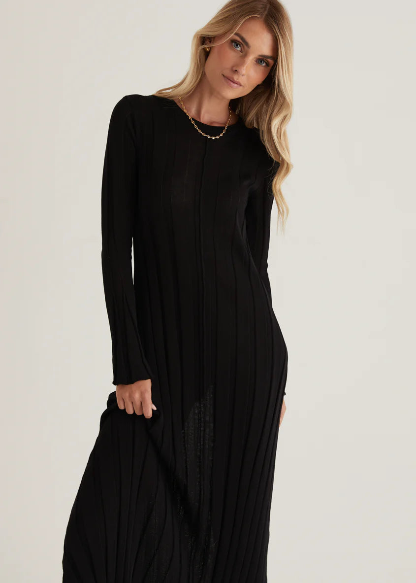 Serah Knit Midi Dress - Black