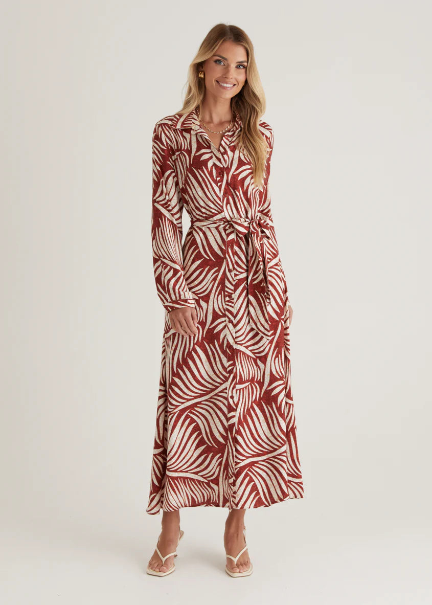 Luxe Midi Dress - Wine Fern