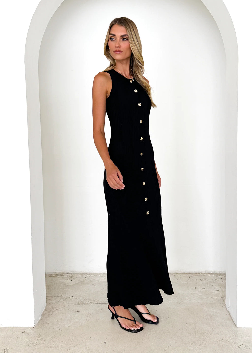 Imperial Knit Midi Dress - Black