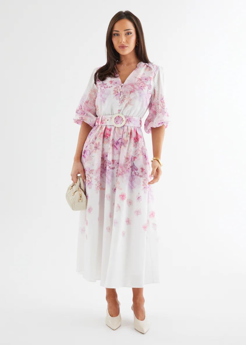 Lani Maxi Dress - Pink Flowers