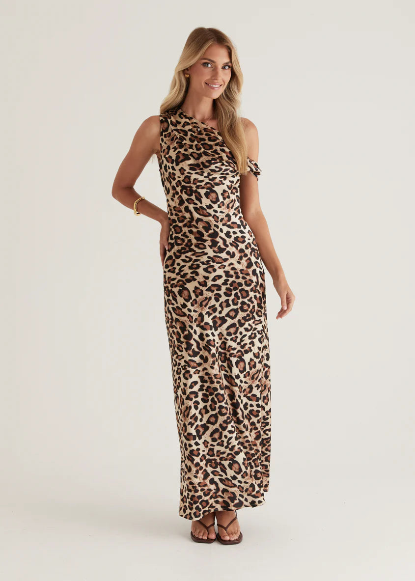 Reiko Drop Shoulder Maxi Dress - Leopard