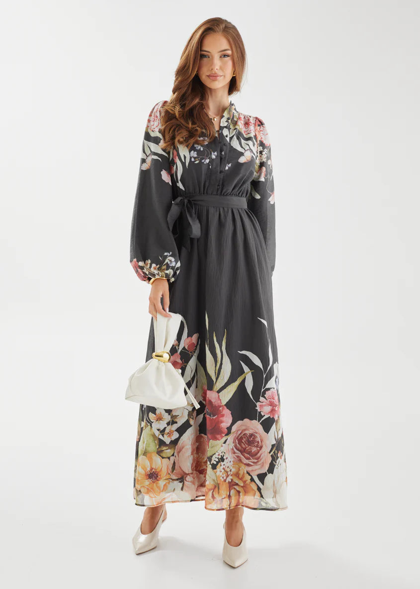 Tracie Maxi Dress - Black Garden