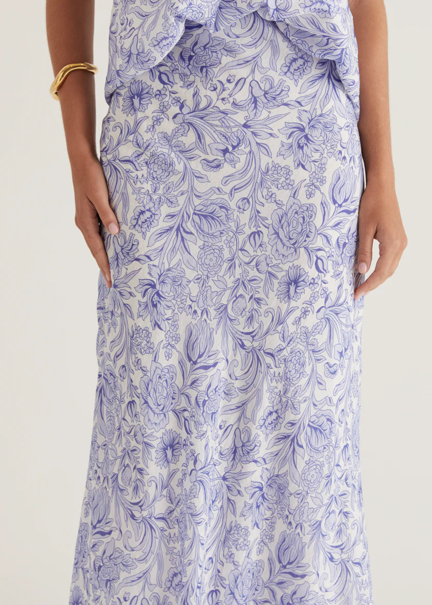 Tammy Maxi Skirt - Blue Floral