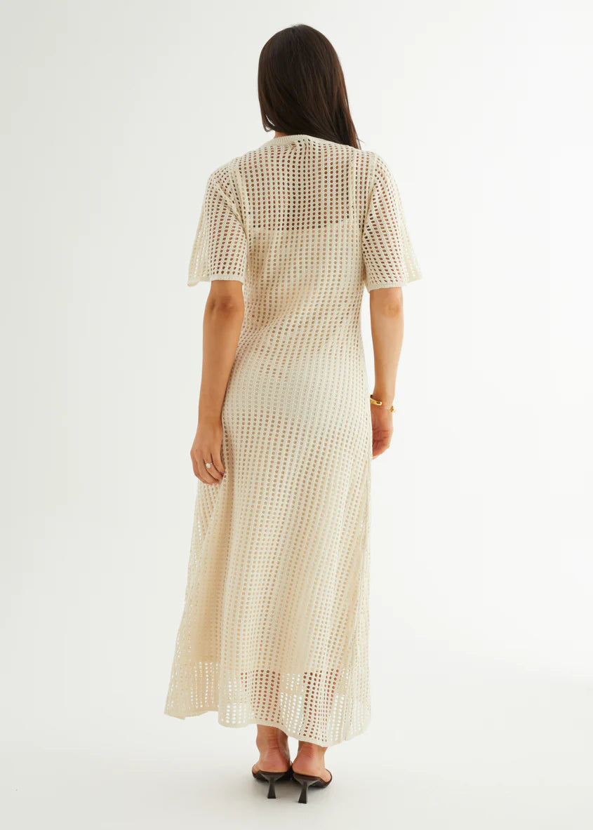 Vivvy Crochet Maxi Dress - Cream