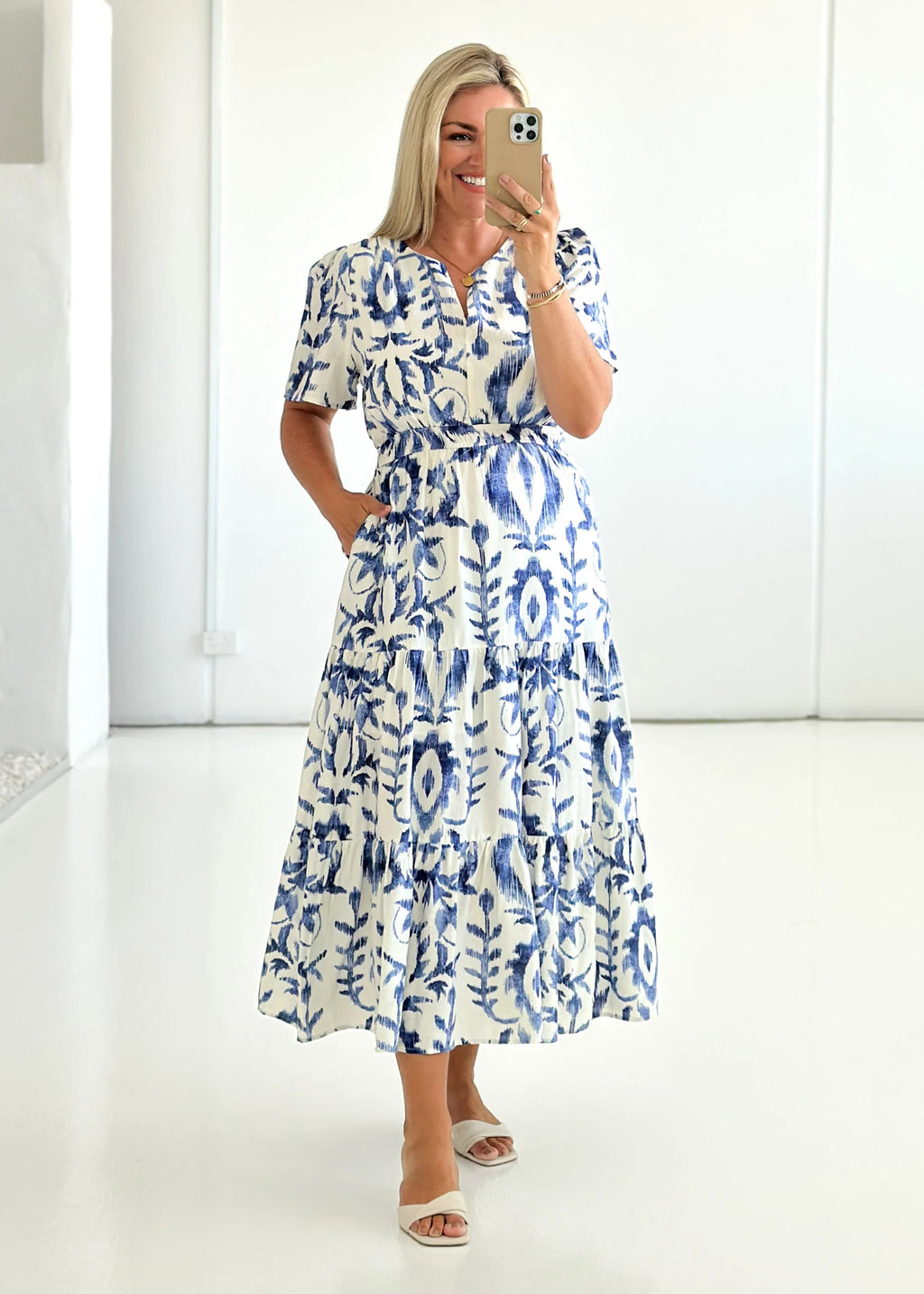 Valley Midi Dress - Blue Abstract