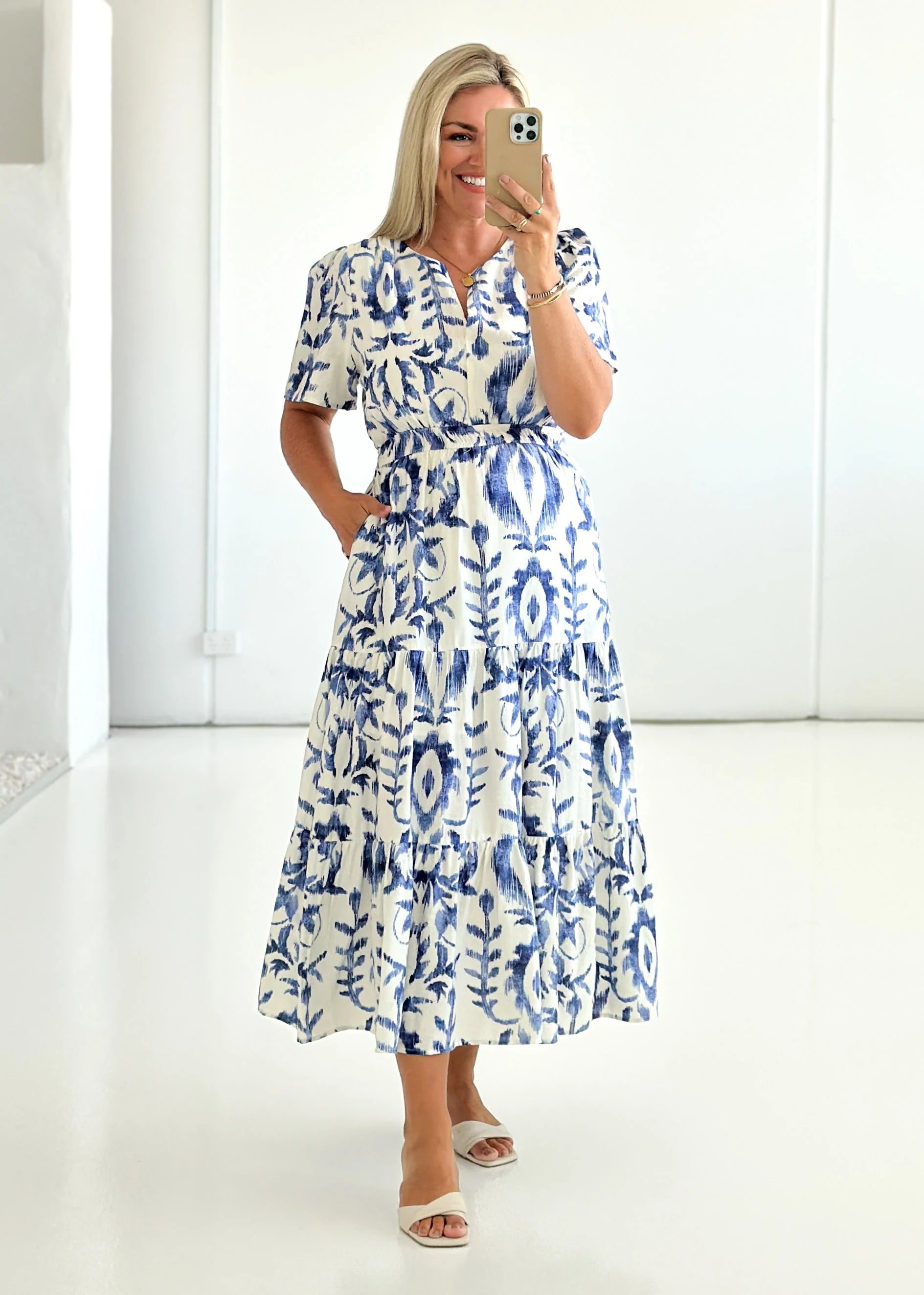 Valley Midi Dress - Blue Abstract