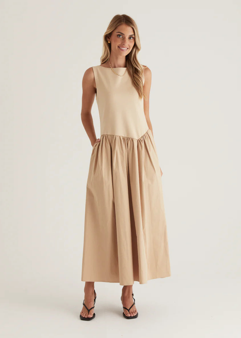 Annaleise Midi Dress - Beige