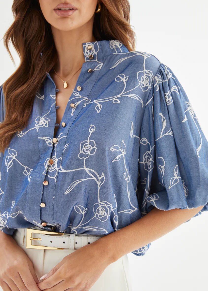 Mendez Blouse - Indigo Chambray