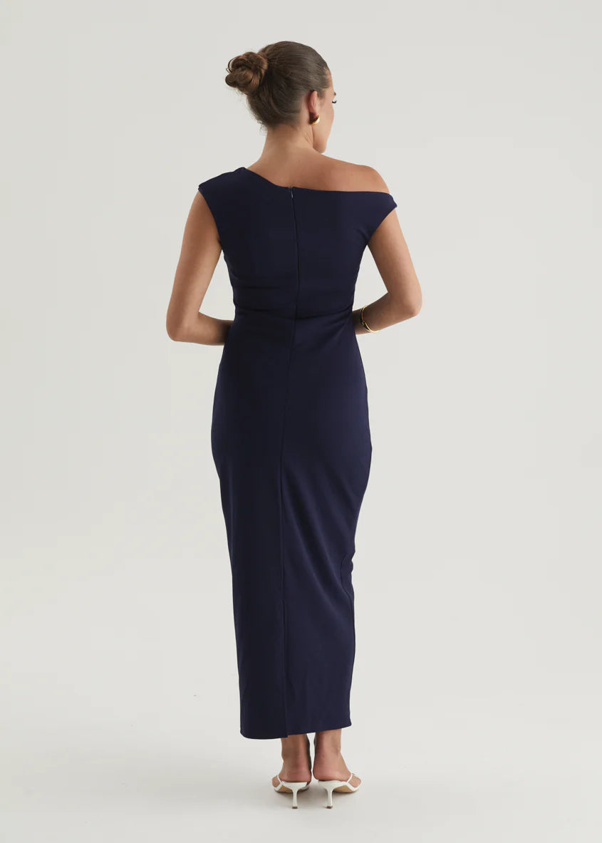 Elsea One Shoulder Maxi Dress - Navy
