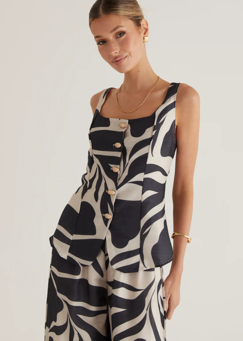 Arrow Top - Black Abstract