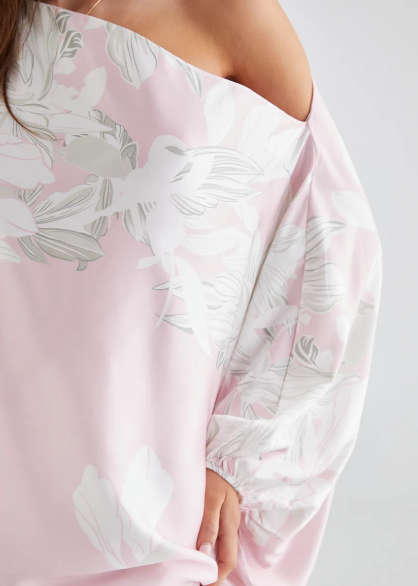 Maui Off Shoulder Top - Pink Floral