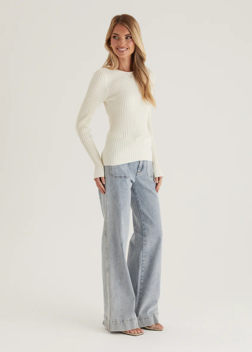 Skylee Knit Top - Cream