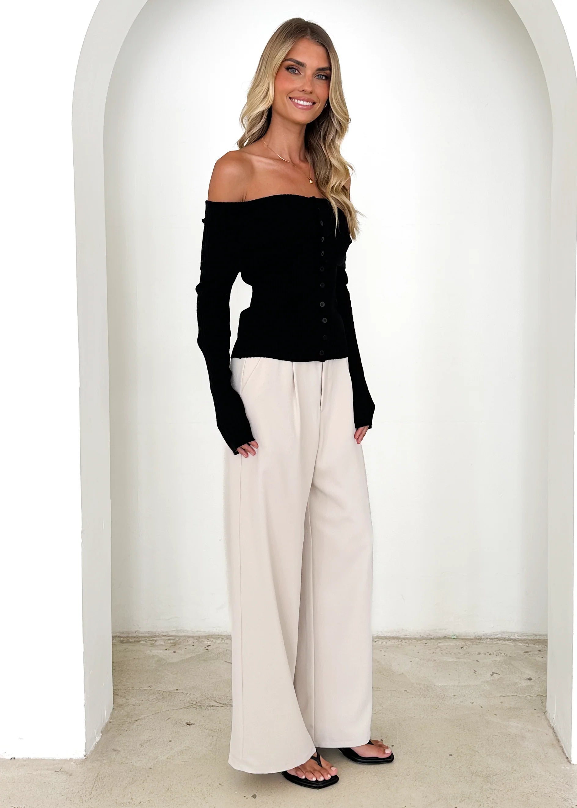 Talulah Off Shoulder Knit Top - Black