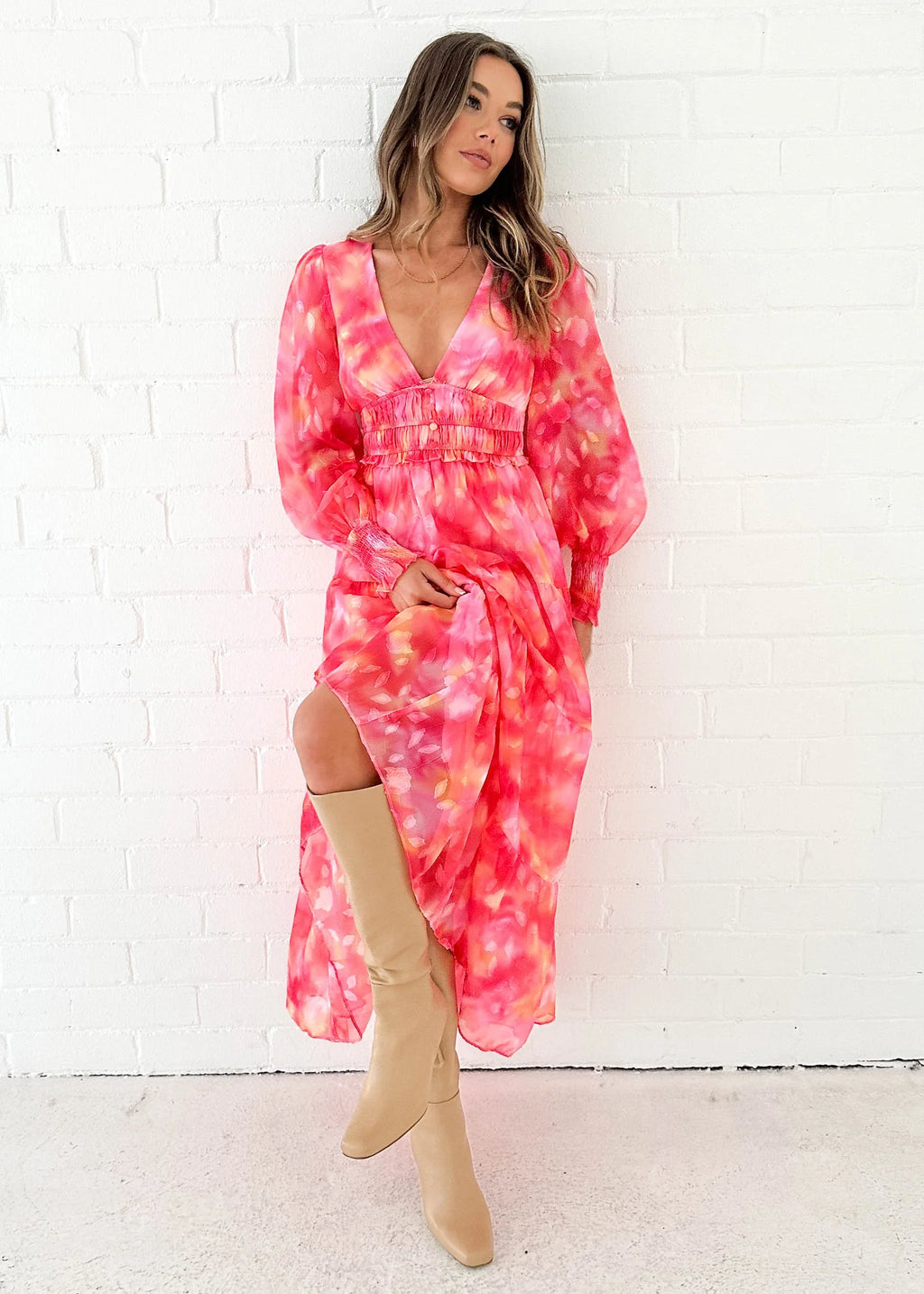 Edinna Maxi Dress - Pink Splash