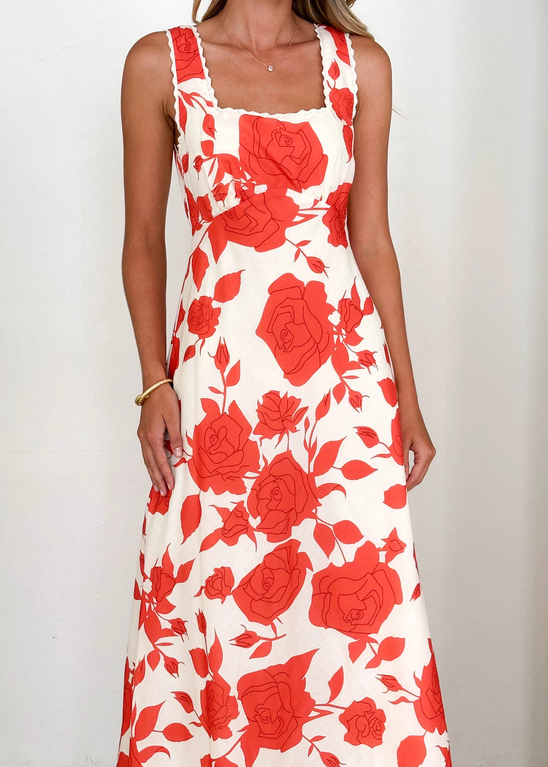 Dominique Maxi Dress - Red Floral