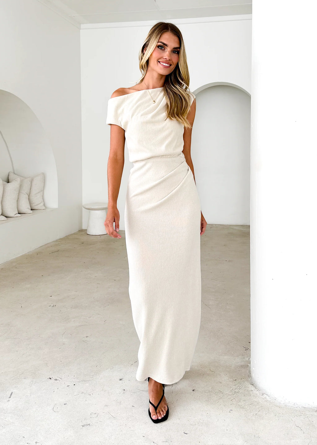 Tarni One Shoulder Maxi Dress - Oat