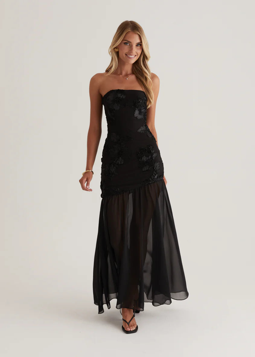 Prairie Strapless Maxi Dress - Black