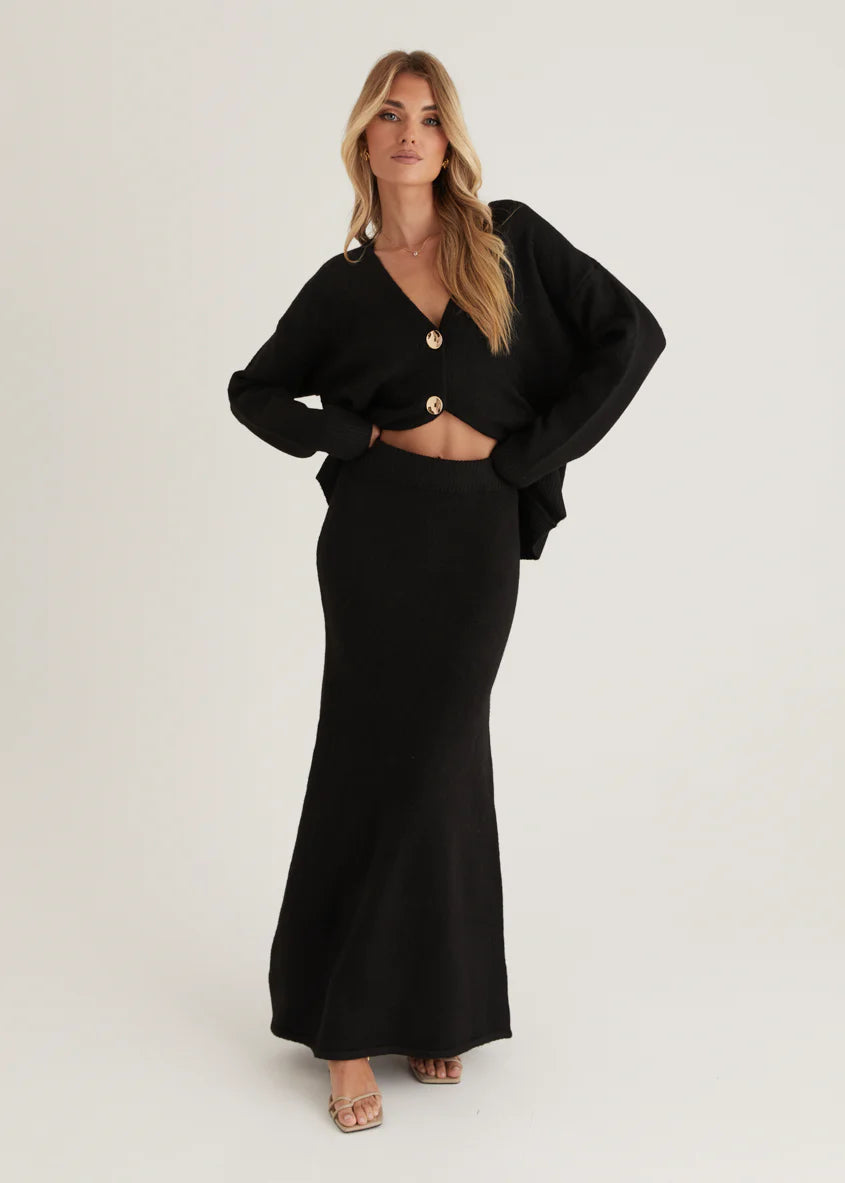 Stasia Knit Maxi Skirt - Black