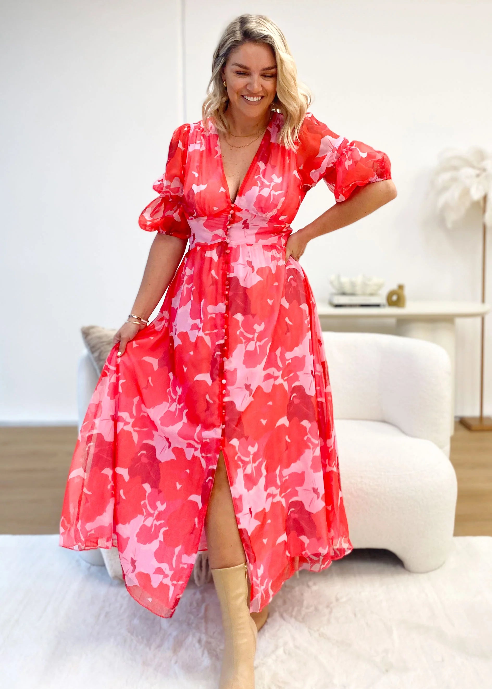 Tiffanie Midi Dress - Sugar Pink