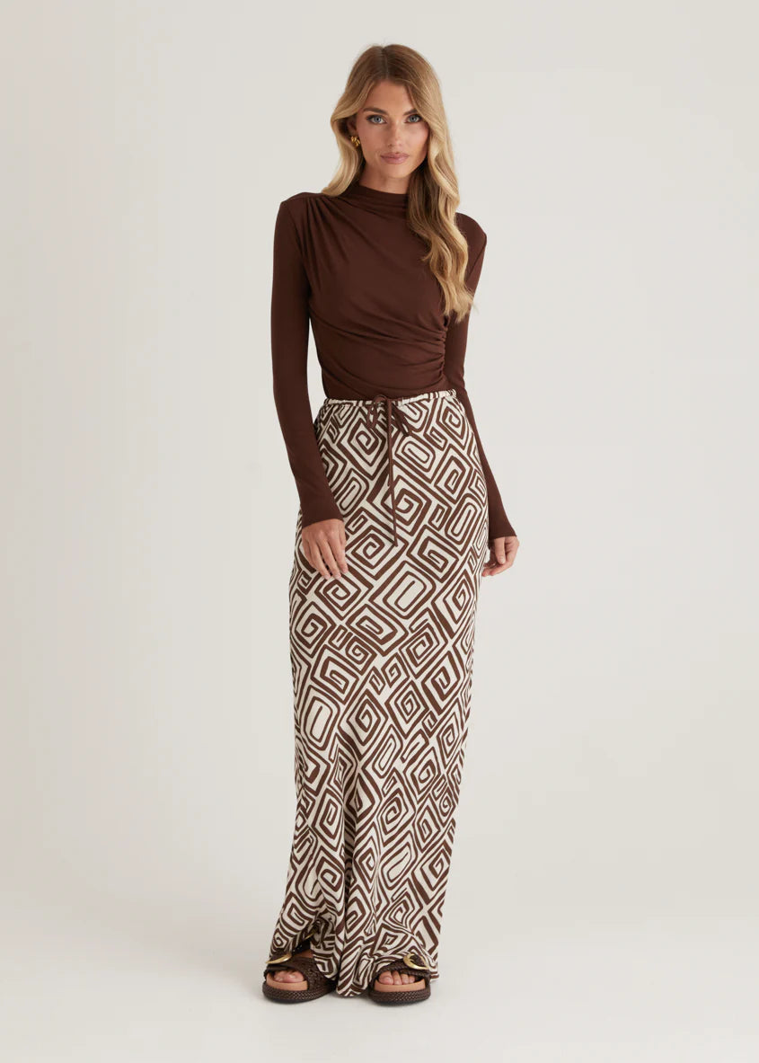 Lella Maxi Skirt - Choc Cairo