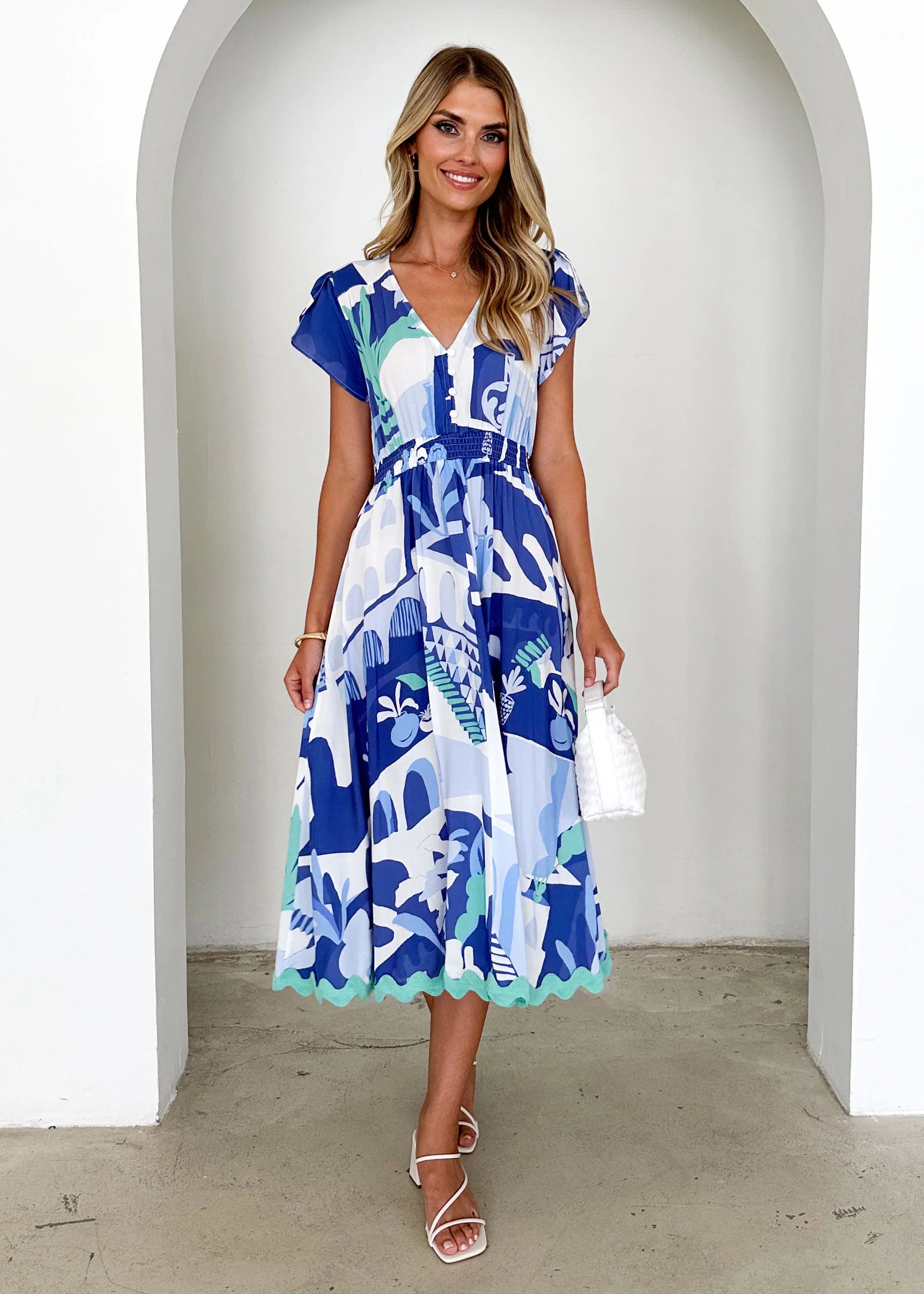 Phoenix Midi Dress - Blue Nyssa