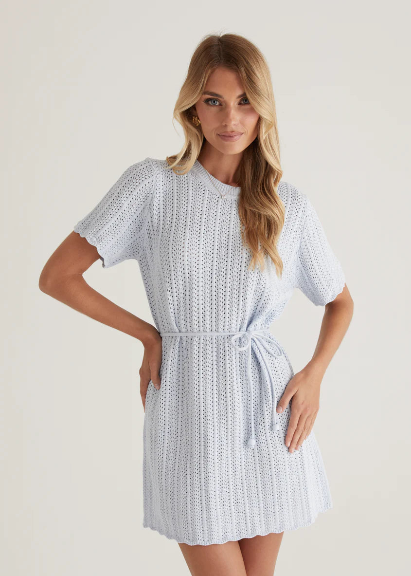 Indiana Crochet Dress - Baby Blue
