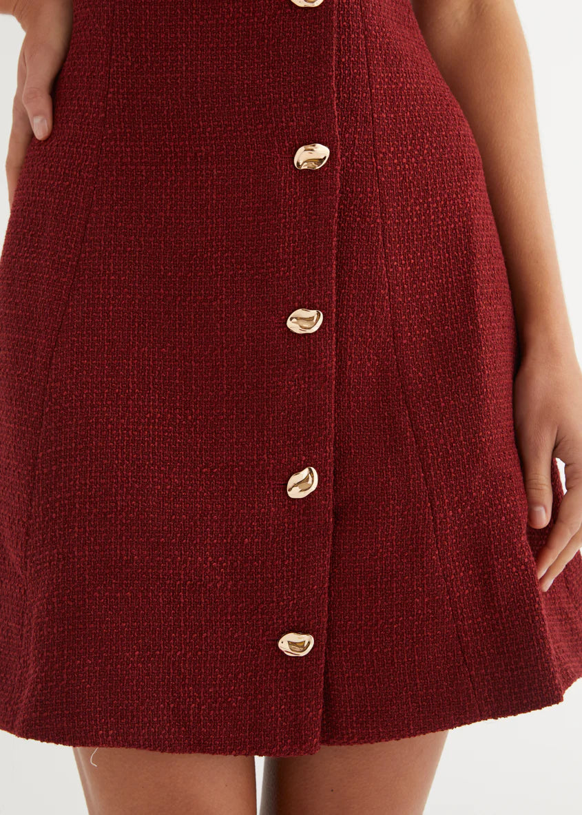 Miracle Tweed Dress - Merlot