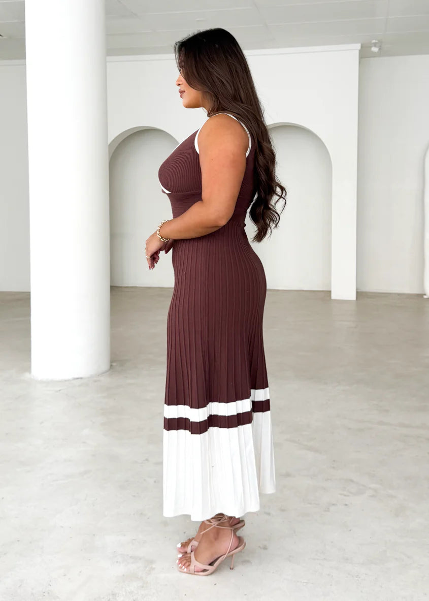 Radiate Knit Midi Dress - Chocolate