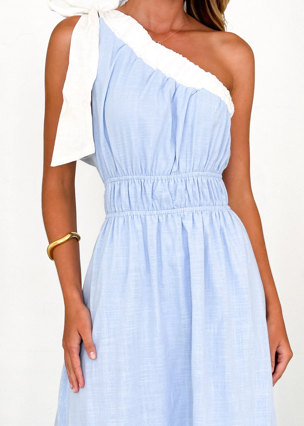 Peeta One Shoulder Maxi Dress - Powder Blue