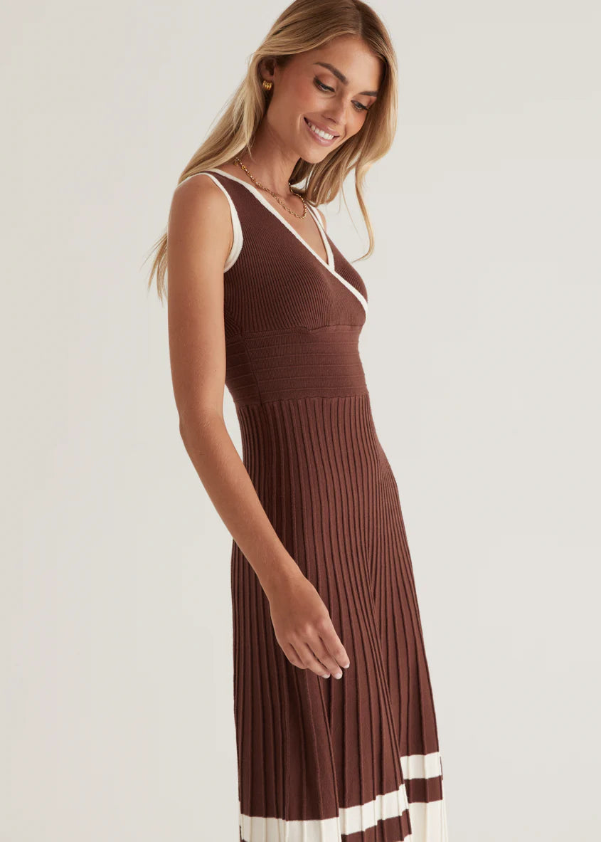 Radiate Knit Midi Dress - Chocolate