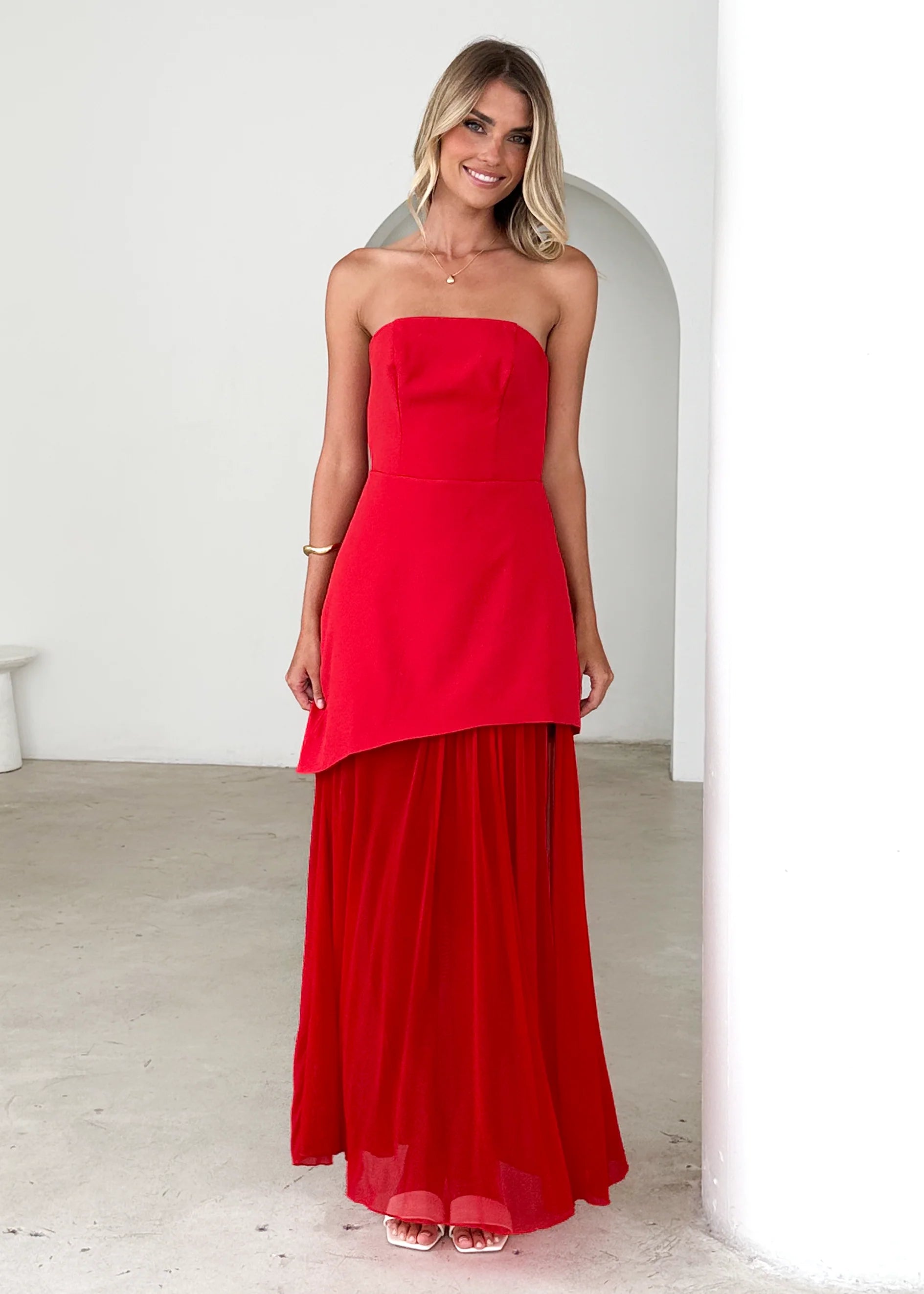 Cabaret Strapless Maxi Dress - Red