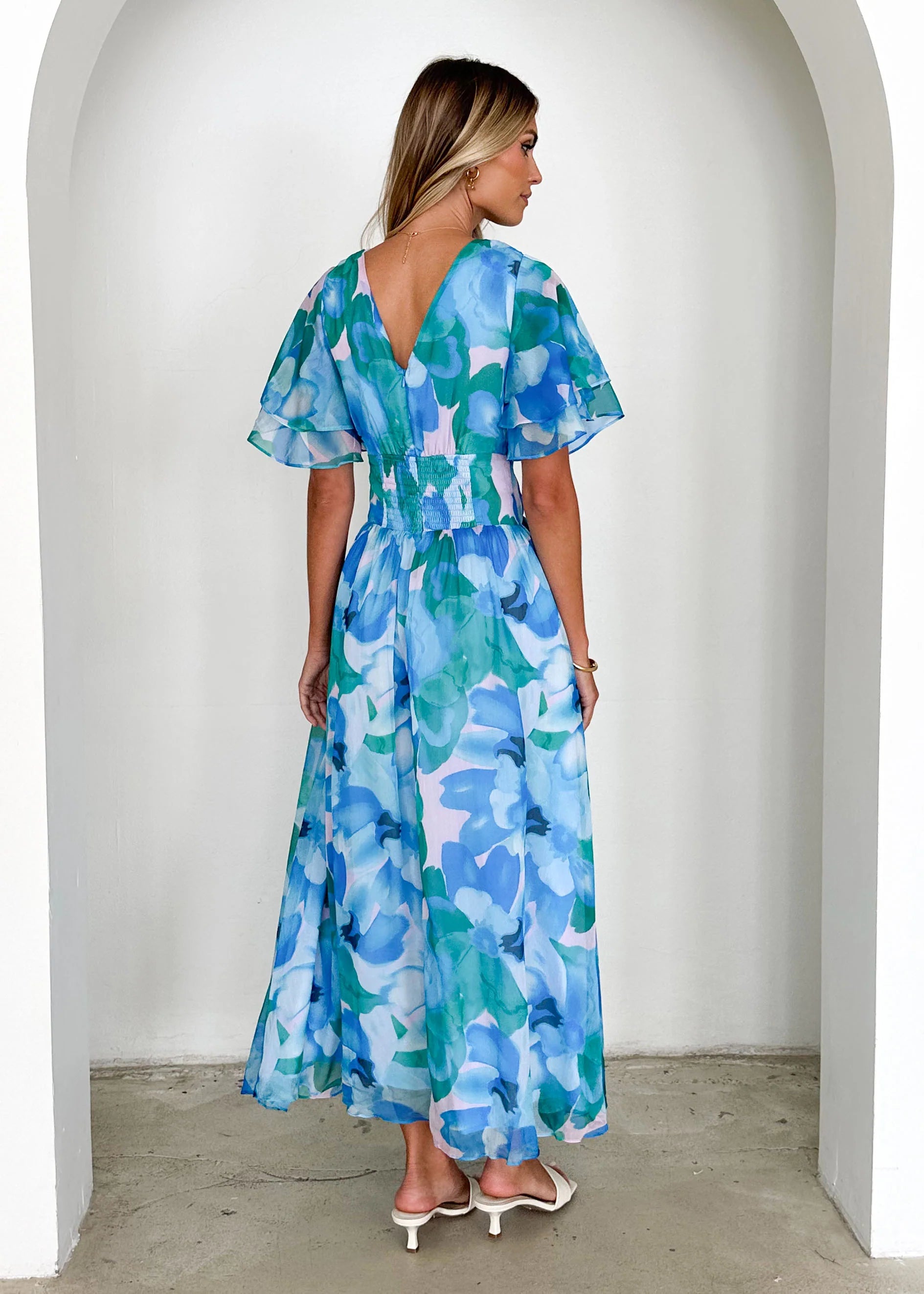 Harpa Midi Dress - Blue Blooms
