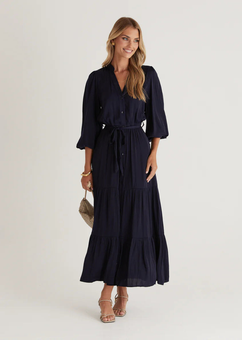 Maya Midi Dress - Navy