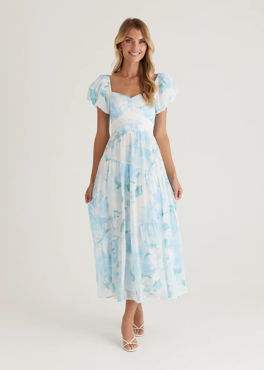 Genoa Midi Dress - Blue Floral