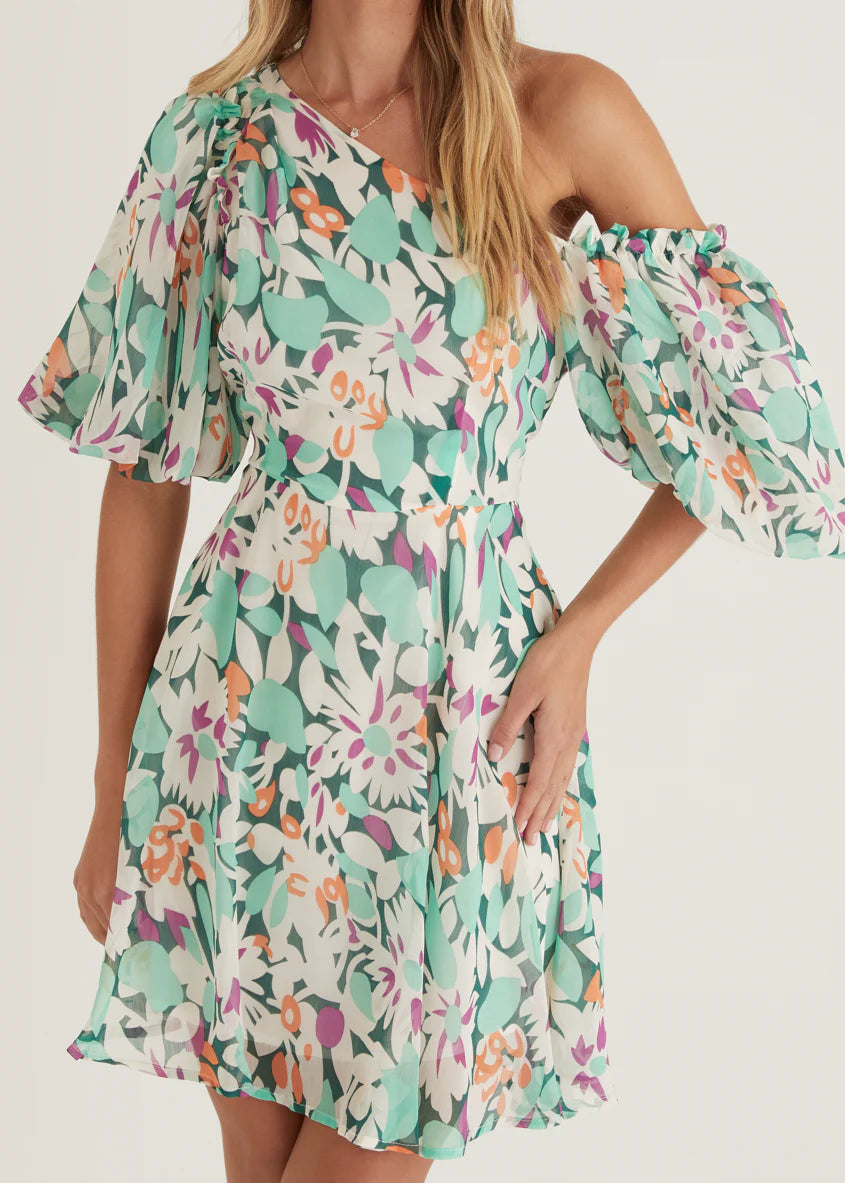 Cavo Off Shoulder Dress - Rio Green