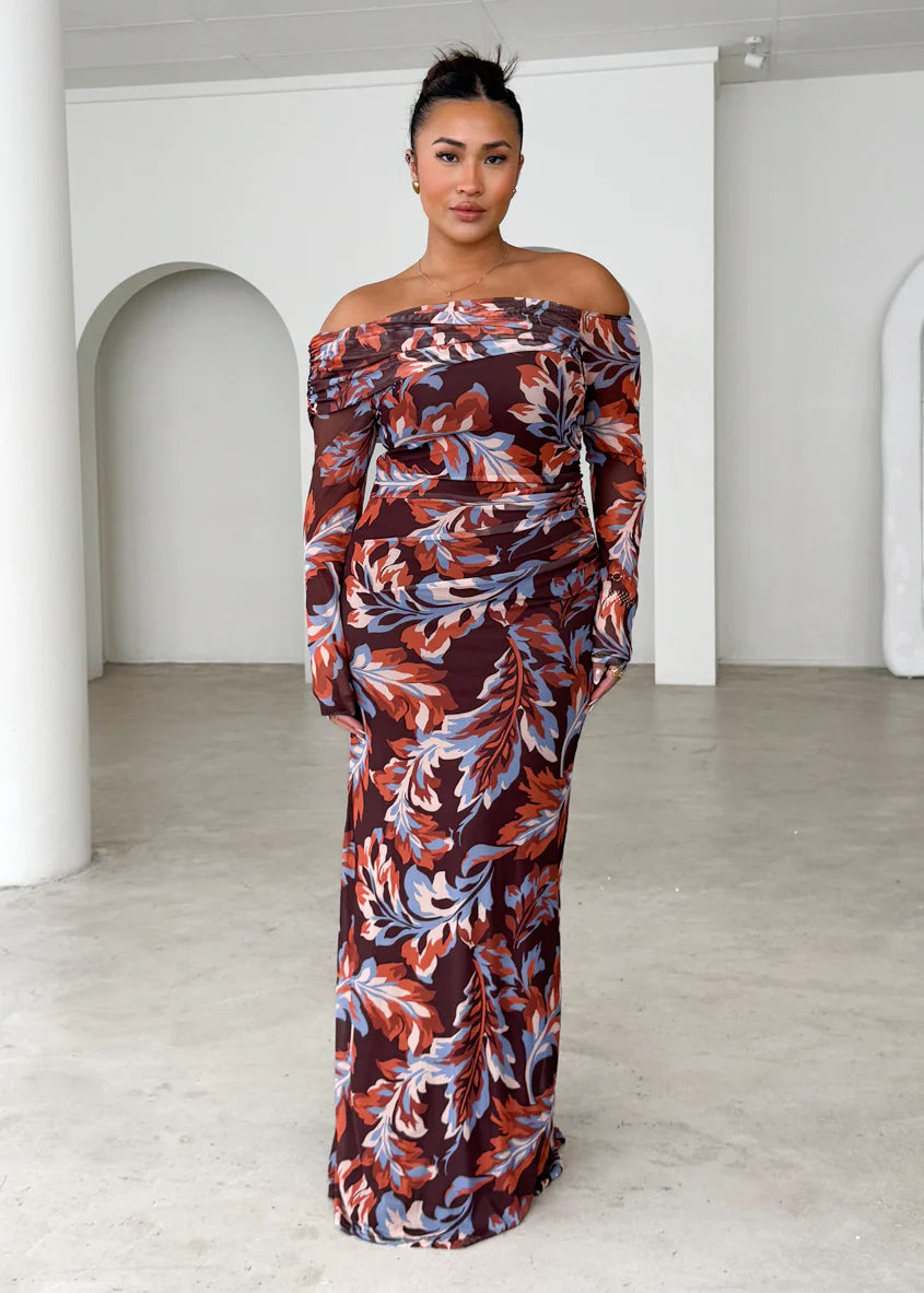 Nix Off Shoulder Maxi Dress - Autumn Leaf