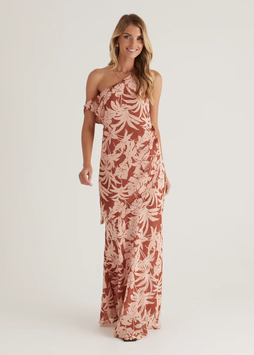 Cartez Off Shoulder Top - Bronze Palm