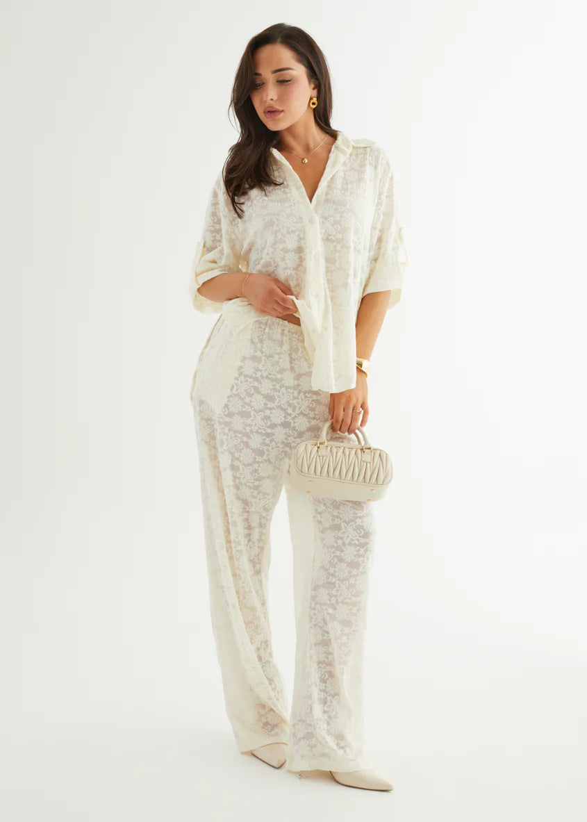 Natassia Lace Shirt - Off White