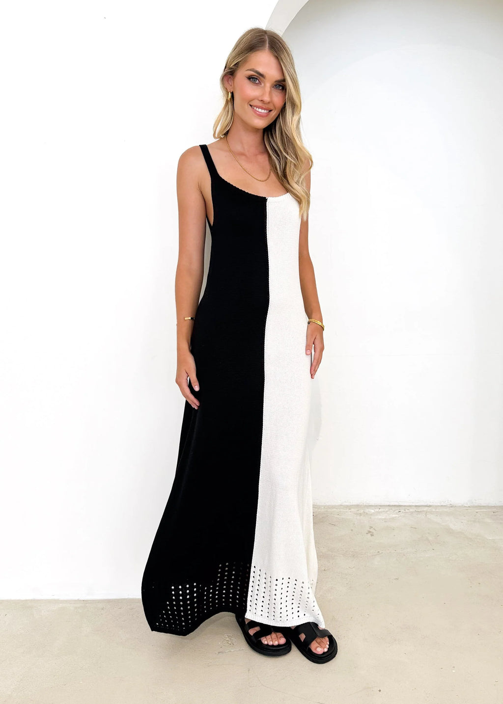 Karney Crochet Maxi Dress - Black Splice