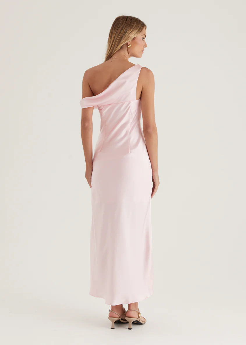 Draela One Shoulder Midi Dress - Pink