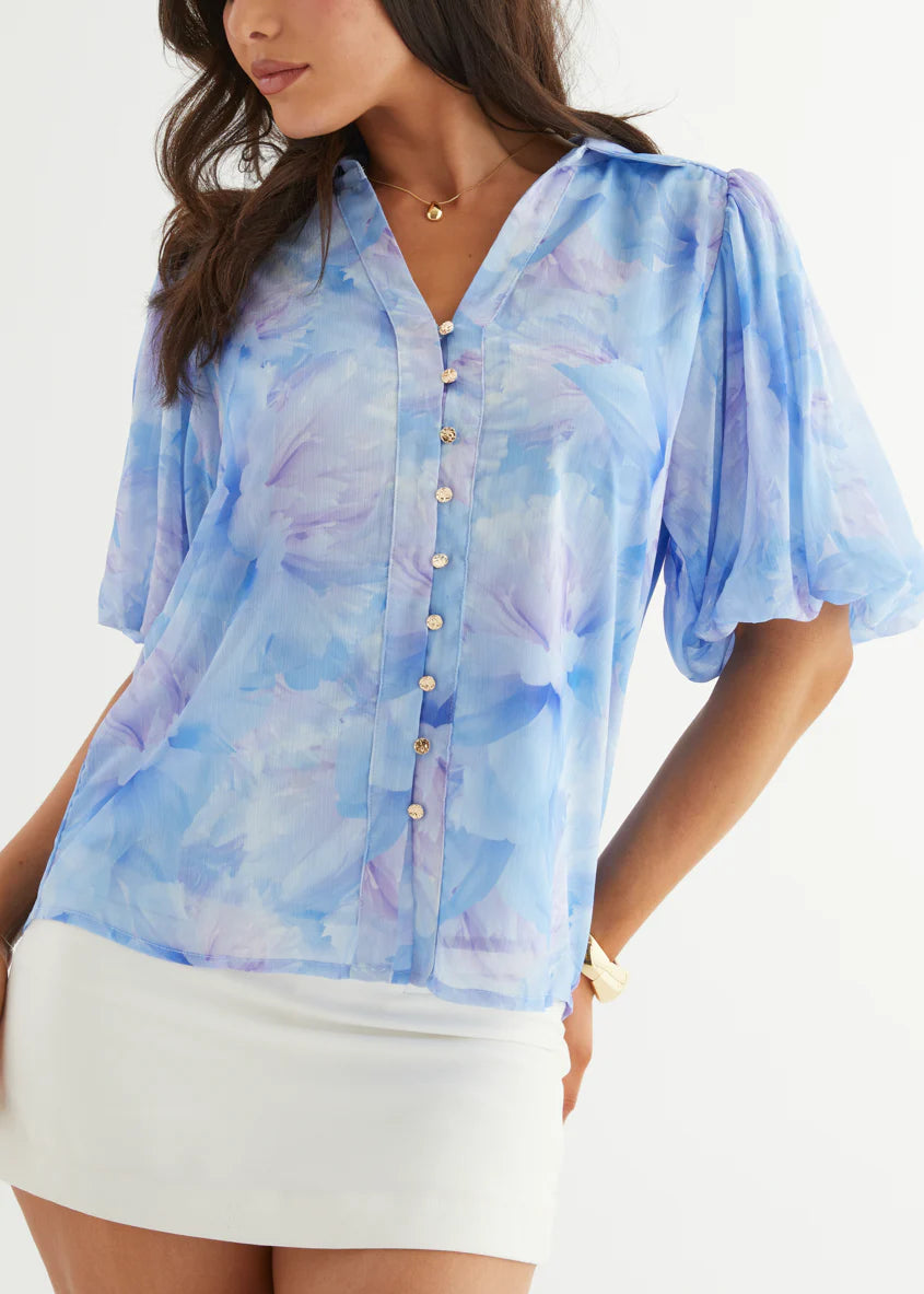 Adalyn Blouse - Blue Floral