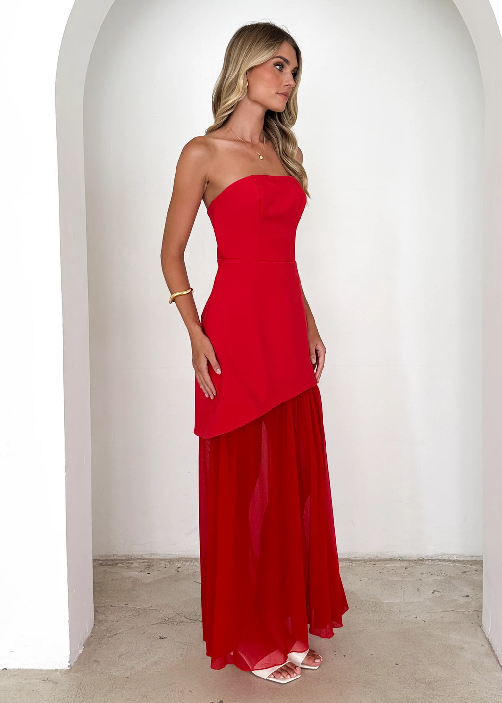 Cabaret Strapless Maxi Dress - Red