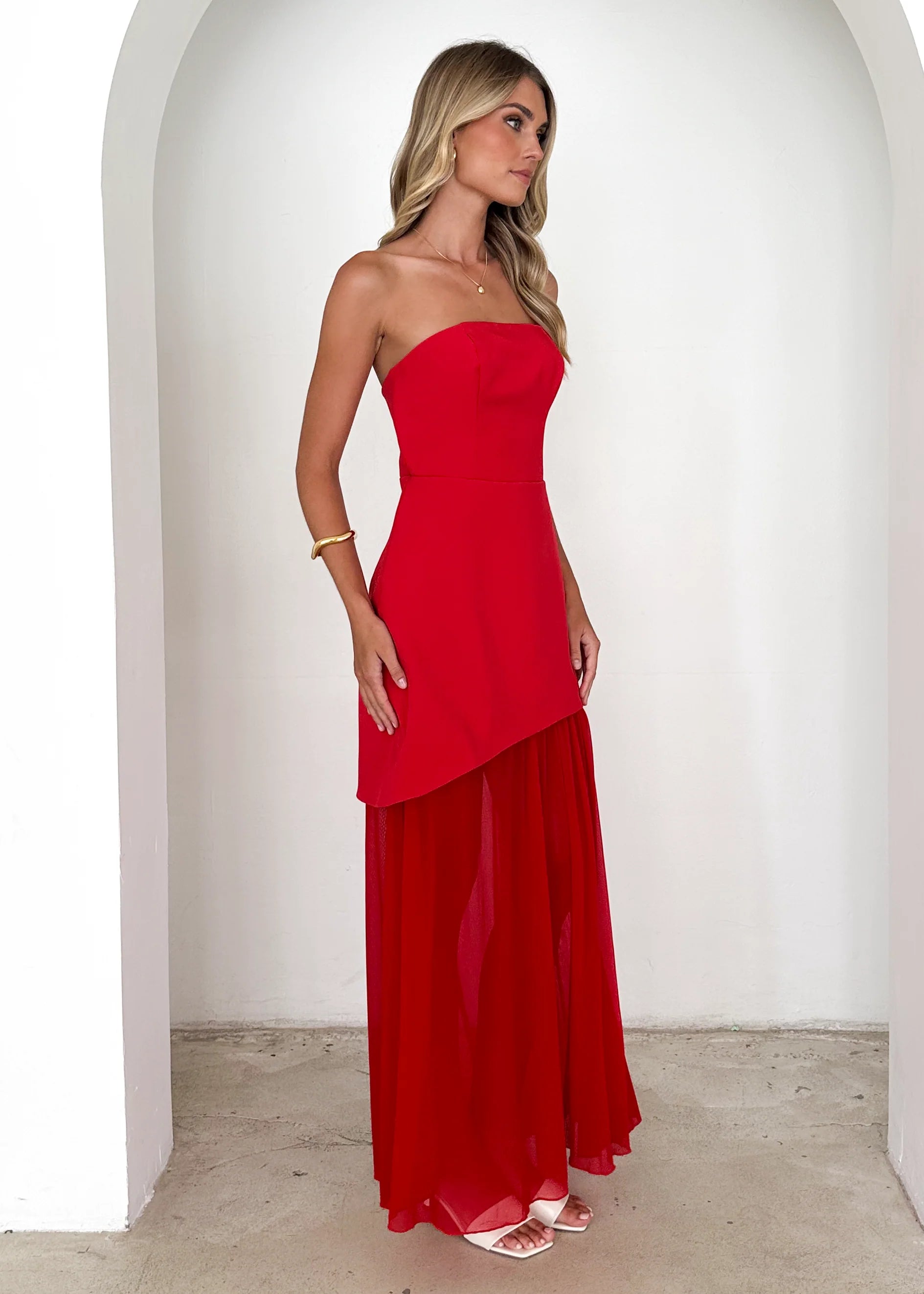 Cabaret Strapless Maxi Dress - Red