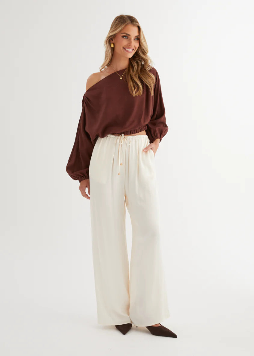 Marlowe Drop Shoulder Top - Chocolate